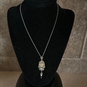 Elegant Silver Hamsa Pendant Necklace